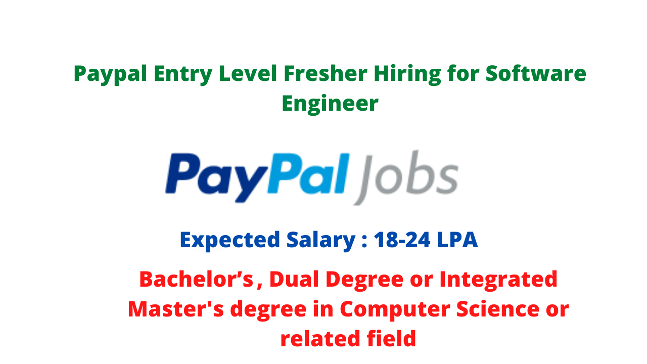 Paypal Entry Level Fresher Hiring for Software Engineer